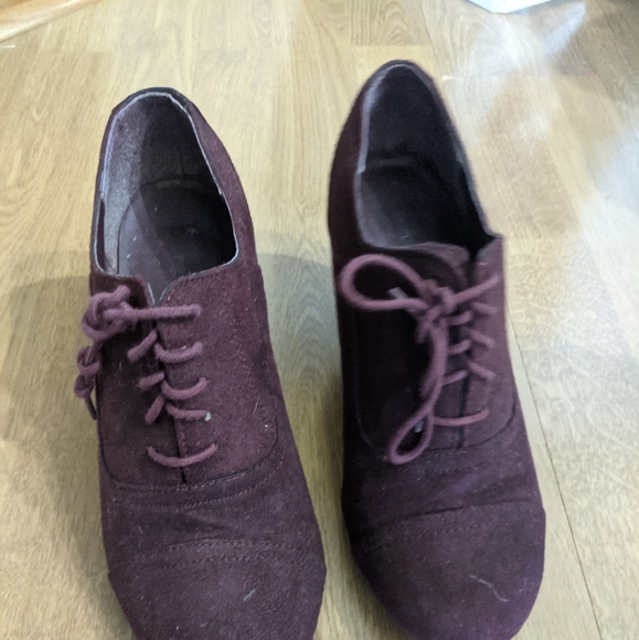 Purple Faux Suede Heeled Booties - Picture 2 of 4